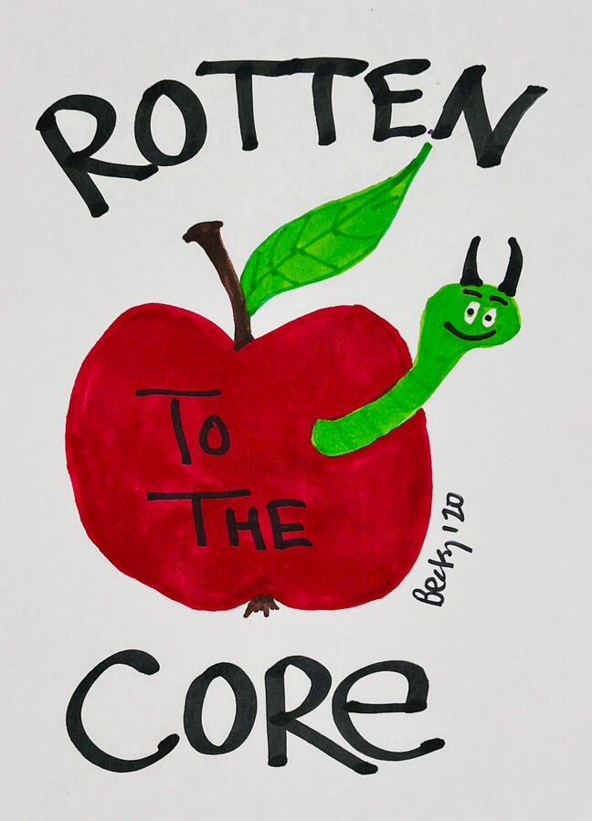 Rotten to the core! Perfect for bad babies! Find this design in my Etsy shop on baby onesies and tees.
